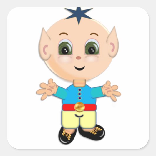 かわいい魔法小妖精や小人 スクエアシール (正面)