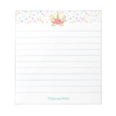 かわいい魔法数々のユニコーン&カラースターが並ぶ ノートパッド (正面)