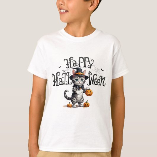 かわいい魔猫ハロウィーン Tシャツ (正面)
