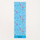 かわいい魚おもしろいの海ブルーパーソナライズされたキッズ ヨガマット (正面)