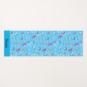 かわいい魚おもしろいの海ブルーパーソナライズされたキッズ ヨガマット (正面(横))