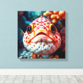かわいい魚とサンゴのクローズアップ  キャンバスプリント (インサイチュ (ウッドフロア))