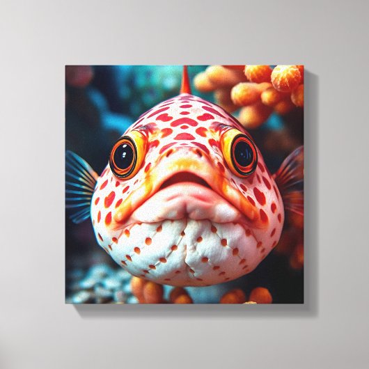 かわいい魚とサンゴのクローズアップ  キャンバスプリント (正面)