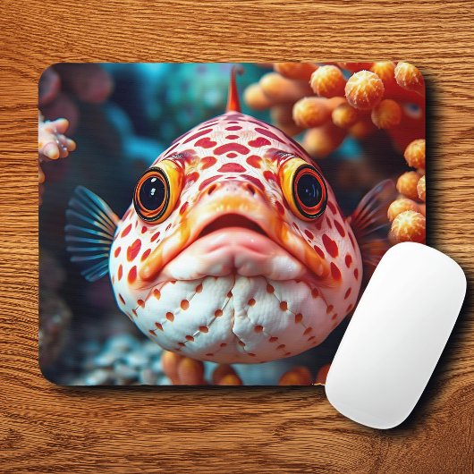 かわいい魚とサンゴのクローズアップ マウスパッド