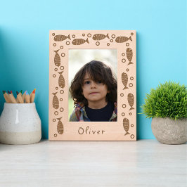 かわいい魚と泡 レーザー彫刻フレーム