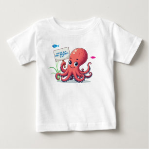 かわいい魚と漫画のタコ ベビーTシャツ