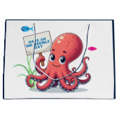 かわいい魚と漫画のタコ ラージペーパーバッグ (正面)