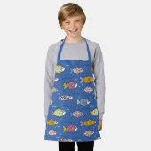 かわいい魚のイラストレーション エプロン (着用した状態)