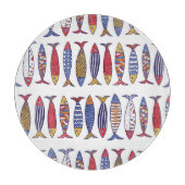 かわいい魚のイラストレーション:キッズシームレス背景 カッティングボード (正面)