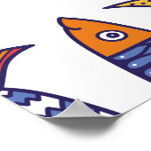 かわいい魚のイラストレーション：キッズシームレス背景 ポスター (角)