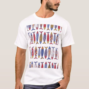 かわいい魚のイラストレーション:キッズシームレス背景 Tシャツ