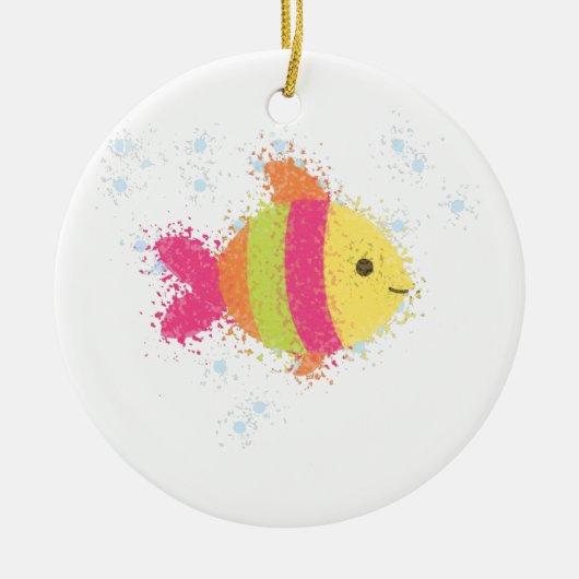 かわいい魚のキャラクター セラミックオーナメント (正面)