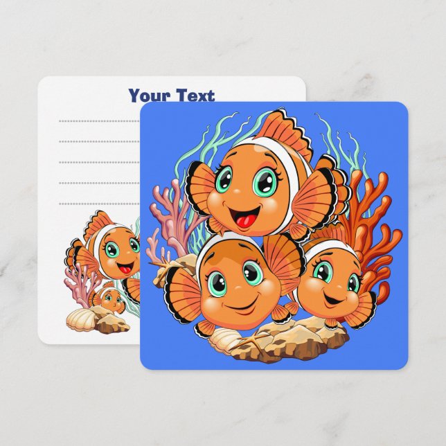 かわいい魚のキャラクター ファミリー 水中 (正面/裏面)
