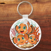 かわいい魚のキャラクター ファミリー 水中 キーホルダー (正面)