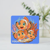 かわいい魚のキャラクター ファミリー 水中 シーズンカード (スタンド正面)