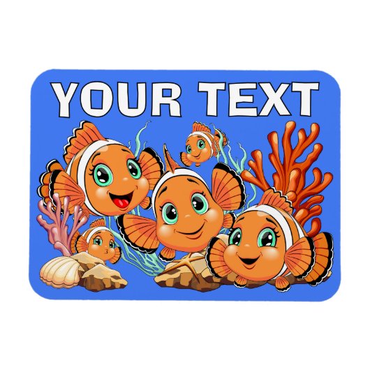 かわいい魚のキャラクター ファミリー 水中 マグネット (横)