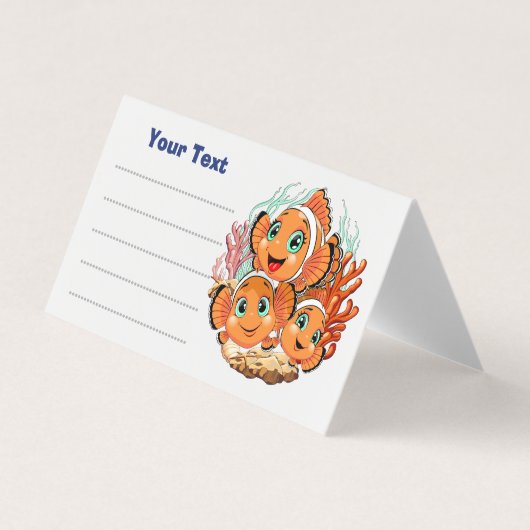 かわいい魚のキャラクター ファミリー 水中 名刺 (正面)