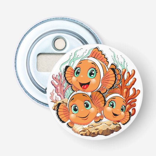 かわいい魚のキャラクター ファミリー 水中 栓抜き (正面)