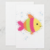 かわいい魚のキャラクター 便箋 (正面/裏面)