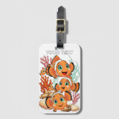 かわいい魚のキャラクター 水中 イラスト ファミリー ラゲッジタグ (正面縦)
