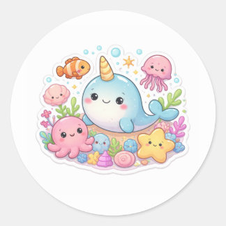 かわいい魚のステッカー ラウンドシール