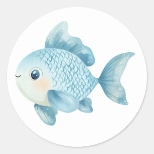 かわいい魚のステッカー ラウンドシール