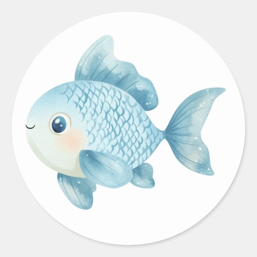 かわいい魚のステッカー ラウンドシール (正面)