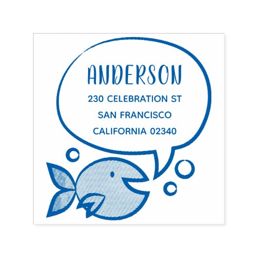 かわいい魚のスピーチバブルファミリー名差出人住所 セルフインキングスタンプ (デザイン)