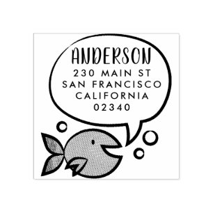 かわいい魚のスピーチバブルファミリー名差出人住所 ラバースタンプ