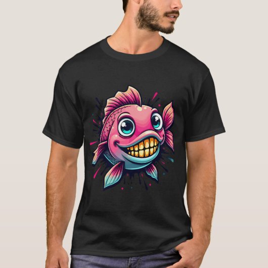 かわいい魚のスプラッシュエフェクト Tシャツ (正面)