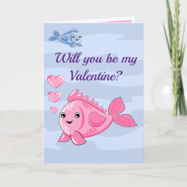 かわいい魚のバレンタイン折りたたみグリーティングカード カード