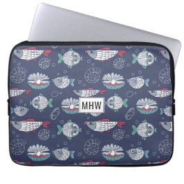 かわいい魚のパターンカスタムモノグラムラップトップスリーブ ラップトップスリーブ