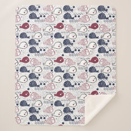 かわいい魚のパターン毛布 シェルパブランケット