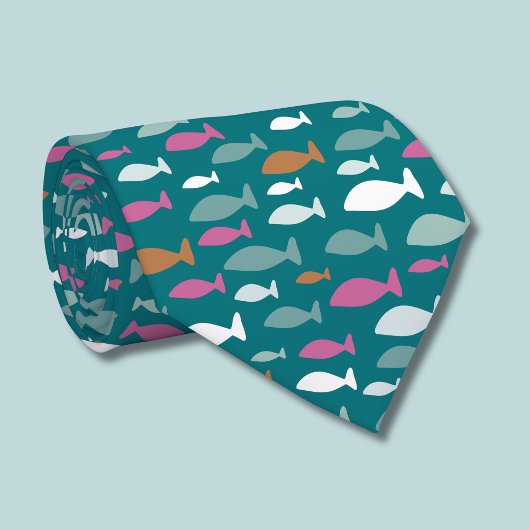 かわいい魚のパターン ネクタイ