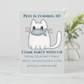 かわいい魚のプレゼントの誕生日ねこ 招待状 (スタンド正面)