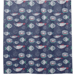 かわいい魚の型シャワーカーテン シャワーカーテン