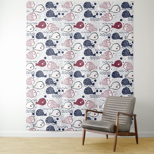 かわいい魚の文様タペストリー タペストリー (インサイチュ)