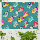 かわいい魚の明るいポップ・アートのアートパターン キッチンタオル (折り畳み)