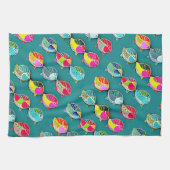 かわいい魚の明るいポップ・アートのアートパターン キッチンタオル (横)