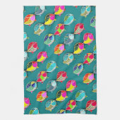 かわいい魚の明るいポップ・アートのアートパターン キッチンタオル (縦)