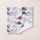 かわいい魚の柄のタオルセット バスタオルセット (ウォッシュタオル)