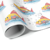 かわいい魚の泡 ラッピングペーパー (ロールコーナー)