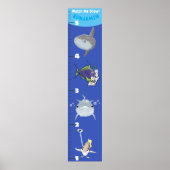 かわいい魚の海の生き物の漫画の成長チャート ポスター (正面)