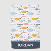 かわいい魚の群れ ゴルフタオル (正面)