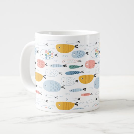 かわいい魚の群れ ジャンボコーヒーマグカップ (正面左)