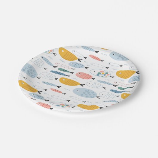 かわいい魚の群れ ペーパープレート (アングル)