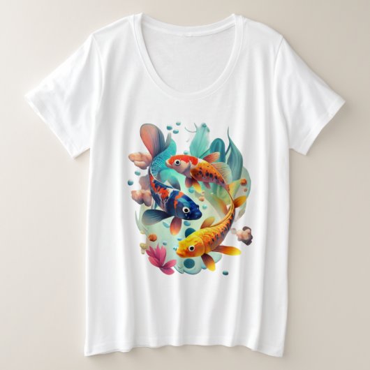 かわいい魚の花の名前 プラスサイズTシャツ (デザイン正面)