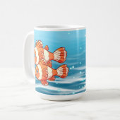 かわいい魚の追加文字熱狂する女性 コーヒーマグカップ (正面左)