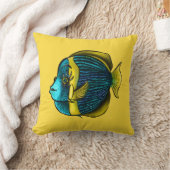 かわいい魚の青い黄色の子供たち クッション (ブランケット)