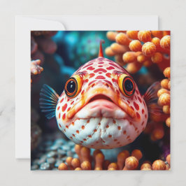 かわいい魚の顔のアップの空白カード カード